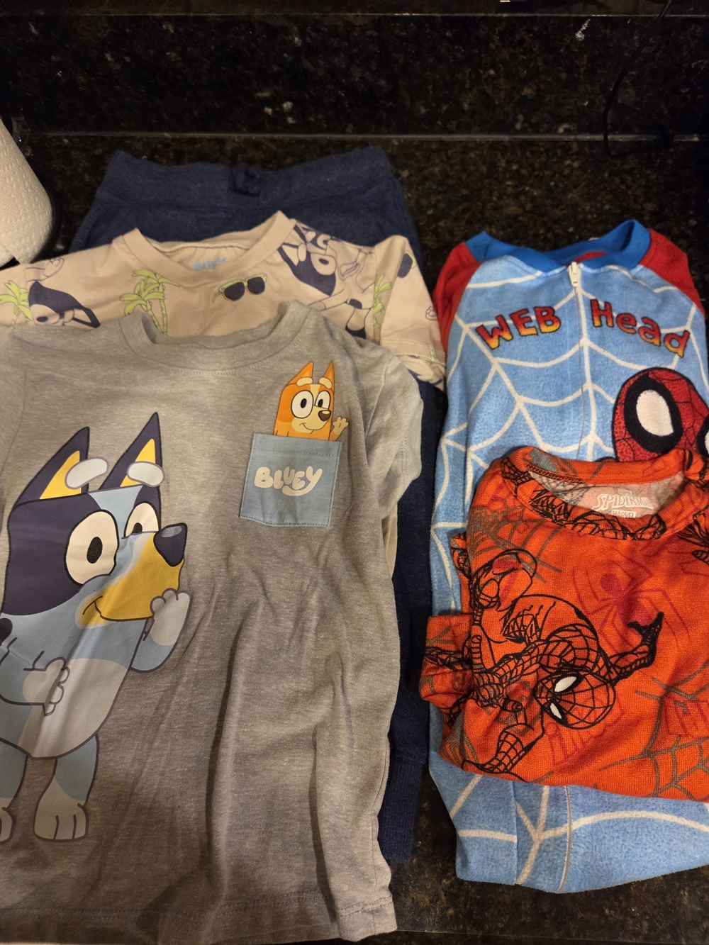 Bluey Grey T-Shirt & Spider-Man Pajama Bundle